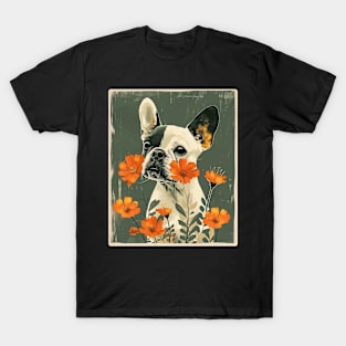 French Bulldog Flowers Photo Art Design For Dog Onwer T-Shirt